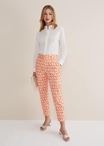 Phase Eight Elysia Geo Cigarettes Trousers Pink/Orange Canada | IEGNAO-729